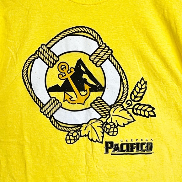 NEW Cerveza Pacifico Beer Graphic Yellow T Shirt Adult size Large - Picture 4 of 8